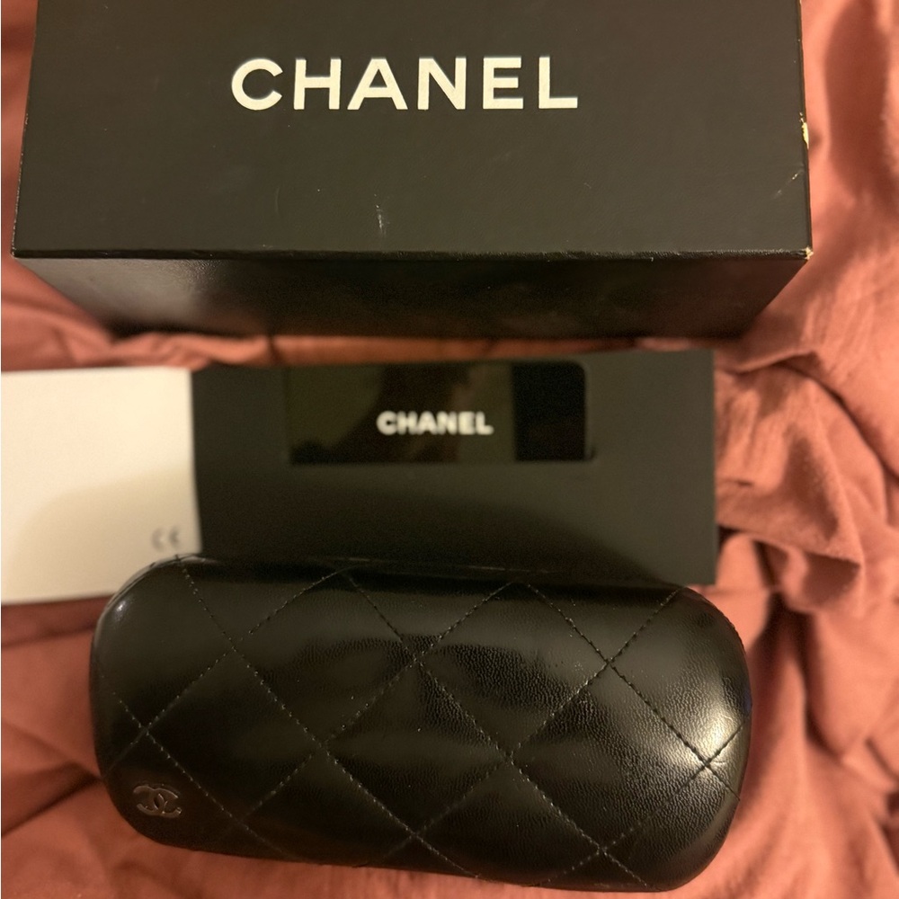 CHANEL Black Quilted Eyewear Case